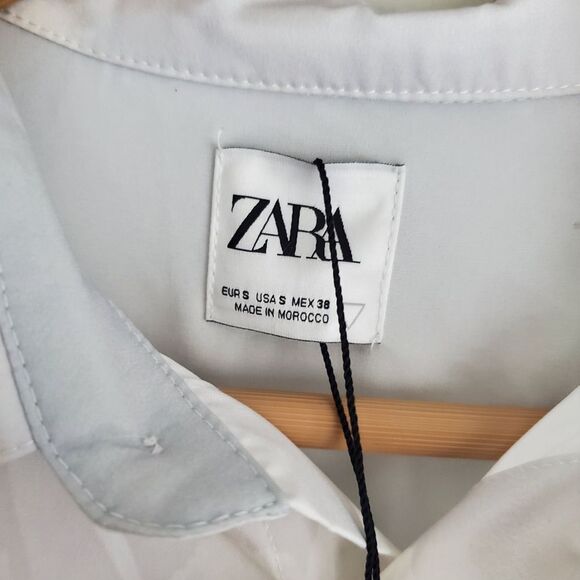 Zara NWT Paint the silence long sleeve collard shirt size Small - Picture 5 of 6